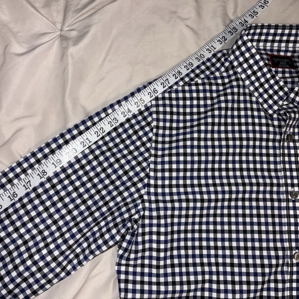 UNTUCKIT Button Down Shirt Mens Large Blue White Gingham Slim Fit Cotton UT35075 - Picture 9 of 9